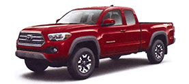 toyota tacoma red pick up truck